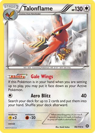 Talonflame 096  - Reverse Holofoil XY  Steam Siege - Rare