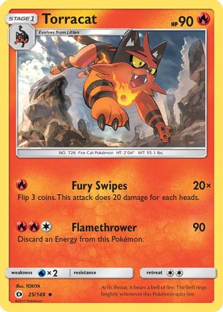 Torracat 025  - Reverse Holofoil SM Base Set - Uncommon