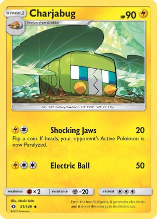 Charjabug 051  - Reverse Holofoil SM Base Set - Uncommon