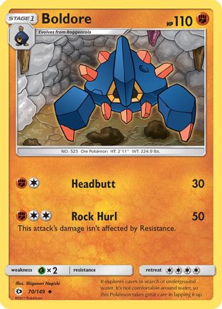 Boldore 070  - Reverse Holofoil SM Base Set - Uncommon