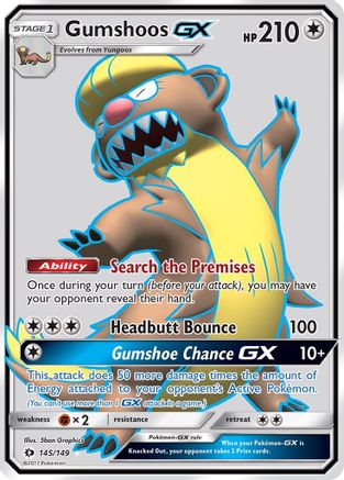 Gumshoos GX (Full Art) 145  - Holofoil SM Base Set - Ultra Rare