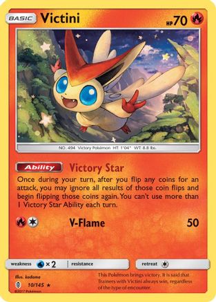 Victini 010  - Holofoil SM  Guardians Rising - Holo Rare