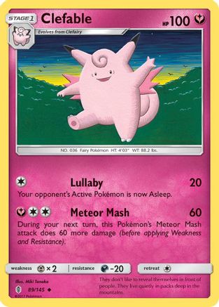 Clefable 089  - Reverse Holofoil SM  Guardians Rising - Uncommon