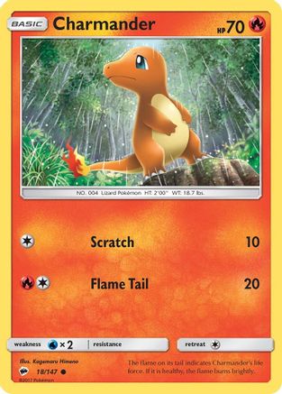 Charmander 018  - Reverse Holofoil SM  Burning Shadows - Common