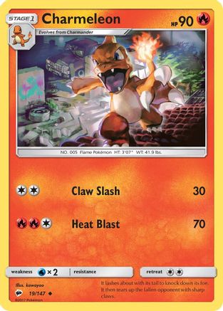 Charmeleon 019  - Reverse Holofoil SM  Burning Shadows - Uncommon