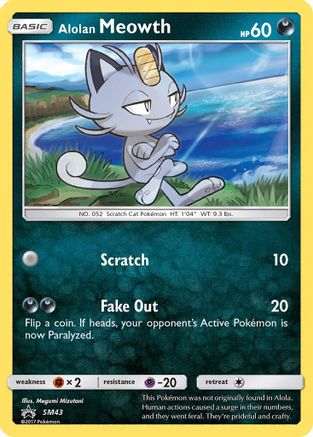 Alolan Meowth SM43  - Holofoil SM Promos - Promo