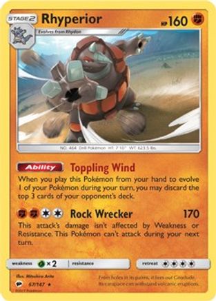 Rhyperior - 67/147 (SM Burning Shadows)/147  Deck Exclusives - Rare