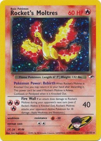 Rocket's Moltres 012  - Unlimited Holofoil Gym Heroes - Holo Rare
