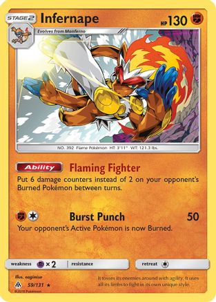 Infernape 059  - Reverse Holofoil SM  Forbidden Light - Holo Rare