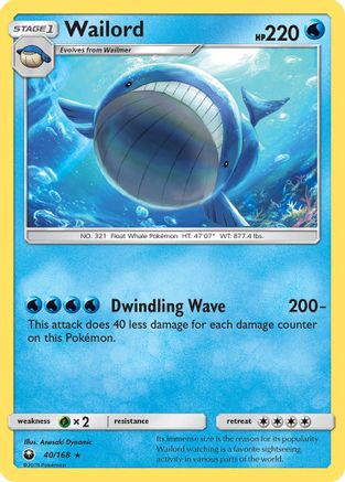 Wailord 040  - Reverse Holofoil SM  Celestial Storm - Rare