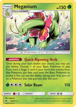 Meganium 008/214  - Holofoil SM  Lost Thunder - Holo Rare