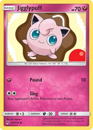 Jigglypuff 133  - Reverse Holofoil SM  Lost Thunder - Common