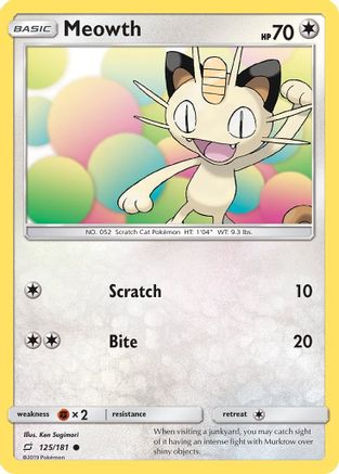 Meowth 125  - Reverse Holofoil SM  Team Up - Common