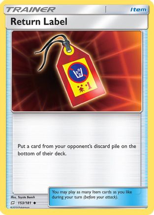 Return Label  - Reverse Holofoil SM  Team Up - Uncommon