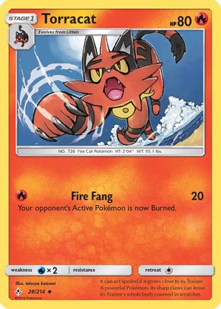 Torracat 028  - Reverse Holofoil SM  Unbroken Bonds - Uncommon