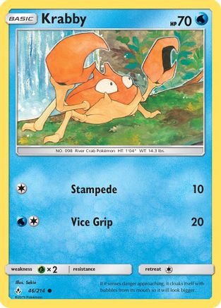Krabby 046  - Reverse Holofoil SM  Unbroken Bonds - Common