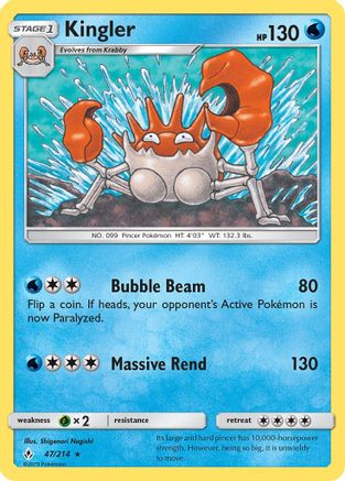 Kingler  SM  Unbroken Bonds - Rare