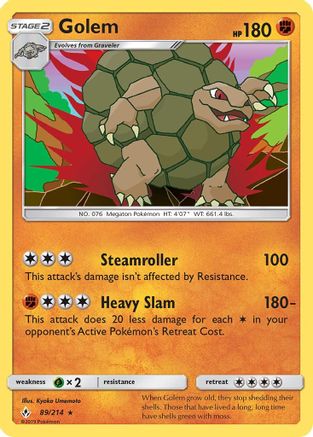 Golem 089  - Reverse Holofoil SM  Unbroken Bonds - Holo Rare