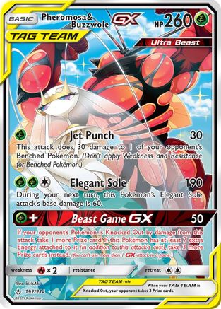 Pheromosa & Buzzwole GX (192) (Alternate Full Art)  - Holofoil SM  Unbroken Bonds - Ultra Rare