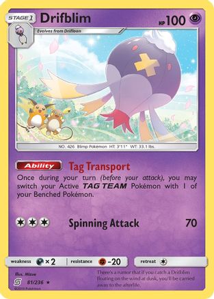 Drifblim 081  SM  Unified Minds - Rare