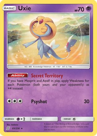 Uxie/236  - Reverse Holofoil SM  Unified Minds - Holo Rare