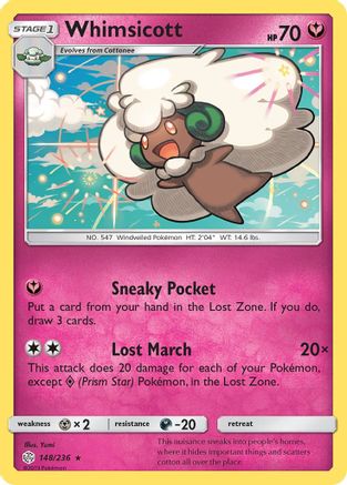 Whimsicott 148  - Reverse Holofoil SM  Cosmic Eclipse - Rare