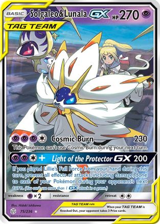 Solgaleo & Lunala GX 075  - Holofoil SM  Cosmic Eclipse - Ultra Rare