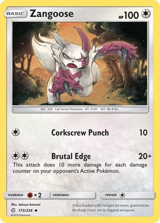 Zangoose 173  - Reverse Holofoil SM  Cosmic Eclipse - Uncommon