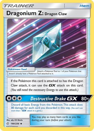 Dragonium Z: Dragon Claw 190  - Reverse Holofoil SM  Cosmic Eclipse - Uncommon