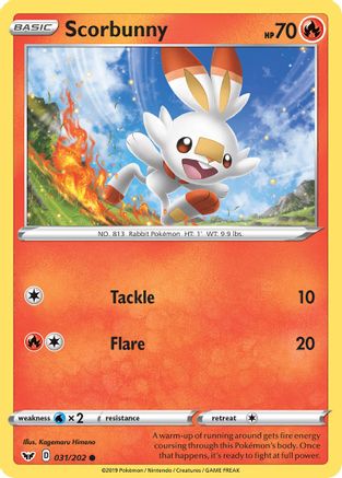 Scorbunny (031) (031) 031  - Reverse Holofoil SWSH01 Sword & Shield Base Set - Common