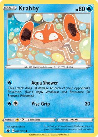 Krabby (042) (042) 042  - Reverse Holofoil SWSH01 Sword & Shield Base Set - Common