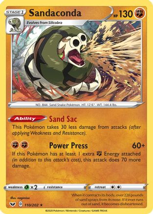 Sandaconda (110) (110) 110  - Reverse Holofoil SWSH01 Sword & Shield Base Set - Holo Rare