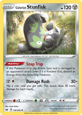 Galarian Stunfisk 132  - Reverse Holofoil SWSH01 Sword & Shield Base Set - Uncommon