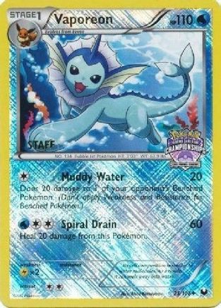 Vaporeon - 25/108 (State Championships) [Staff]/108  - Reverse Holofoil League & Championship Cards - Promo