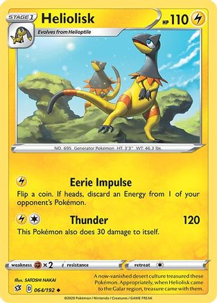 Heliolisk/192  - Reverse Holofoil SWSH02 Rebel Clash - Uncommon