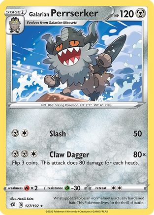 Galarian Perrserker 127/192  - Reverse Holofoil SWSH02 Rebel Clash - Rare