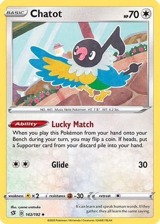 Chatot 142  - Reverse Holofoil SWSH02 Rebel Clash - Uncommon