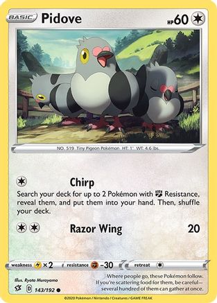 Pidove 143  - Reverse Holofoil SWSH02 Rebel Clash - Common