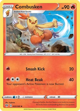 Combusken 023  - Reverse Holofoil SWSH03 Darkness Ablaze - Uncommon