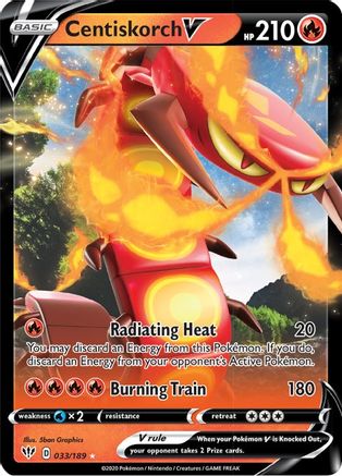 Centiskorch V 033  - Holofoil SWSH03 Darkness Ablaze - Ultra Rare