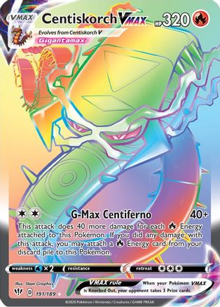 Centiskorch VMAX (Secret) 191  - Holofoil SWSH03 Darkness Ablaze - Secret Rare