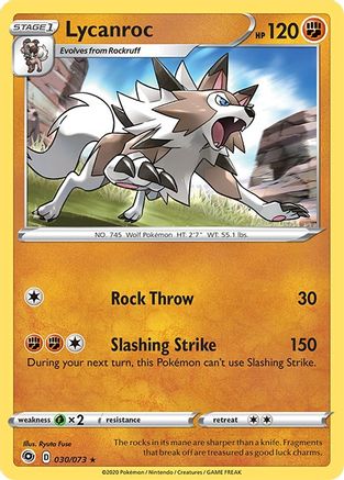 Lycanroc 030  - Reverse Holofoil Champions Path - Holo Rare