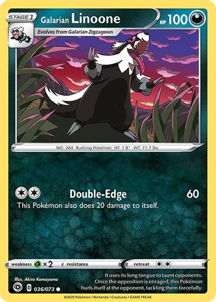 Galarian Linoone 036  - Reverse Holofoil Champions Path - Common