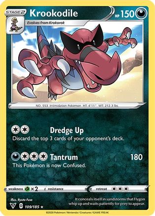Krookodile 109  - Reverse Holofoil SWSH04 Vivid Voltage - Rare
