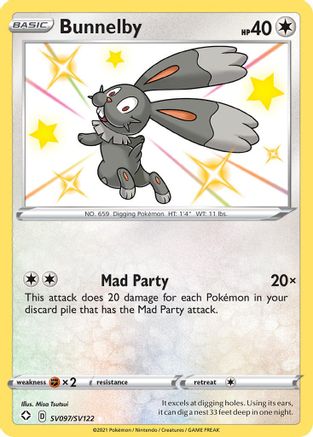 Bunnelby SV097  - Holofoil Shining Fates Shiny Vault - Shiny Holo Rare
