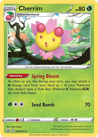 Cherrim 008  - Reverse Holofoil SWSH05 Battle Styles - Holo Rare
