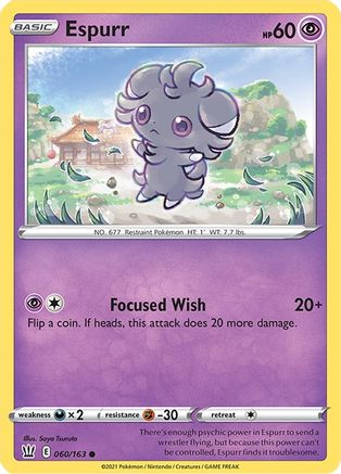 Espurr 060  - Reverse Holofoil SWSH05 Battle Styles - Common