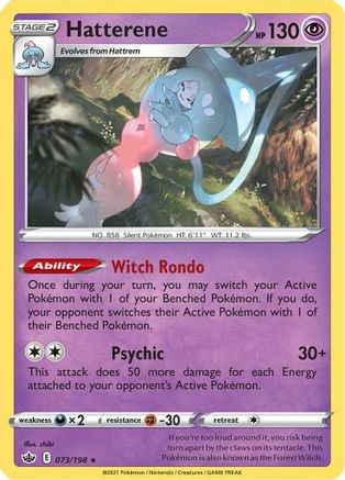 Hatterene 073  - Reverse Holofoil SWSH06 Chilling Reign - Holo Rare