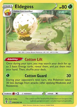 Eldegoss 016  - Holofoil SWSH07 Evolving Skies - Holo Rare