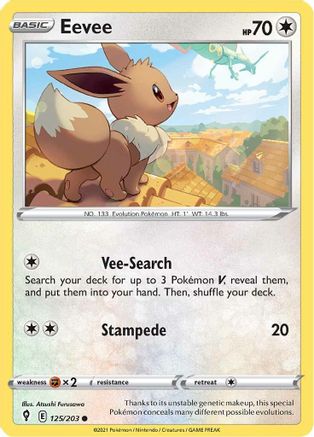 Eevee 125  - Reverse Holofoil SWSH07 Evolving Skies - Common